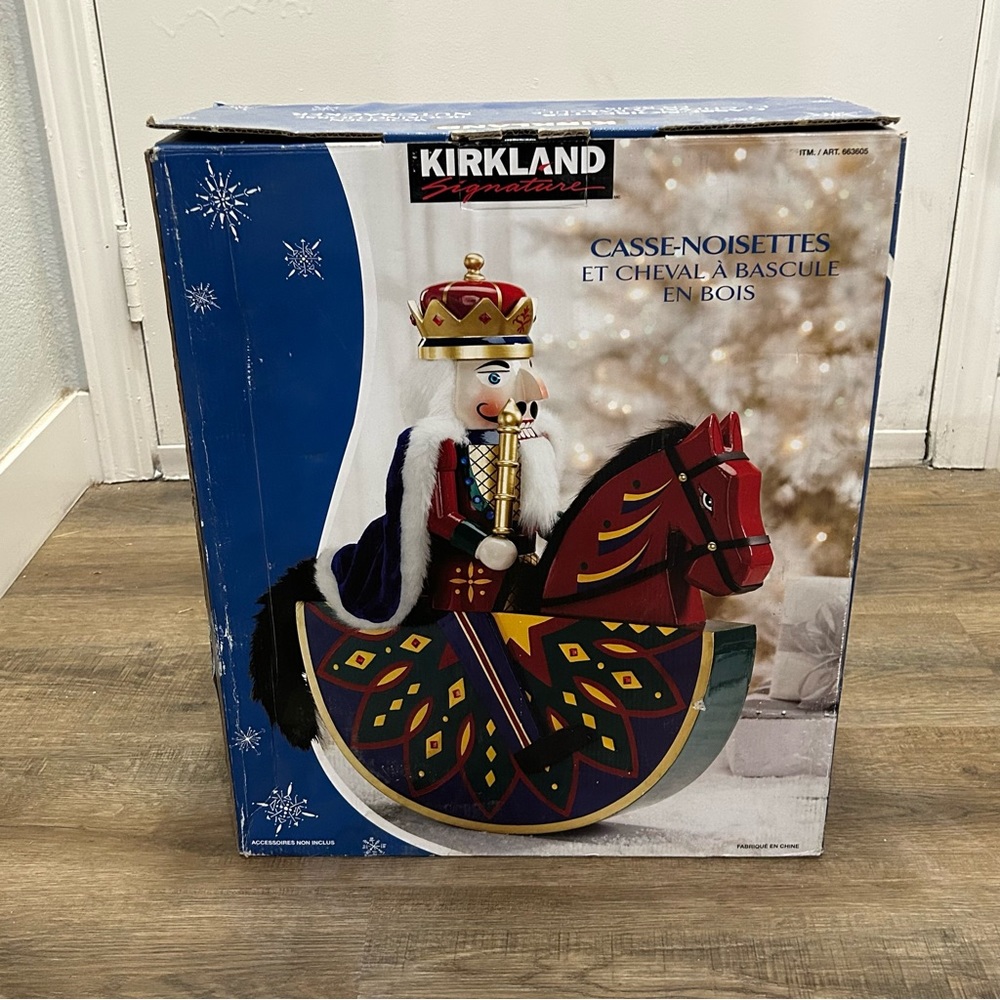 Kirkland Costco Brand Large Wooden Rocking Horse Nutcracker Christmas Santa King - Picture 8 of 8